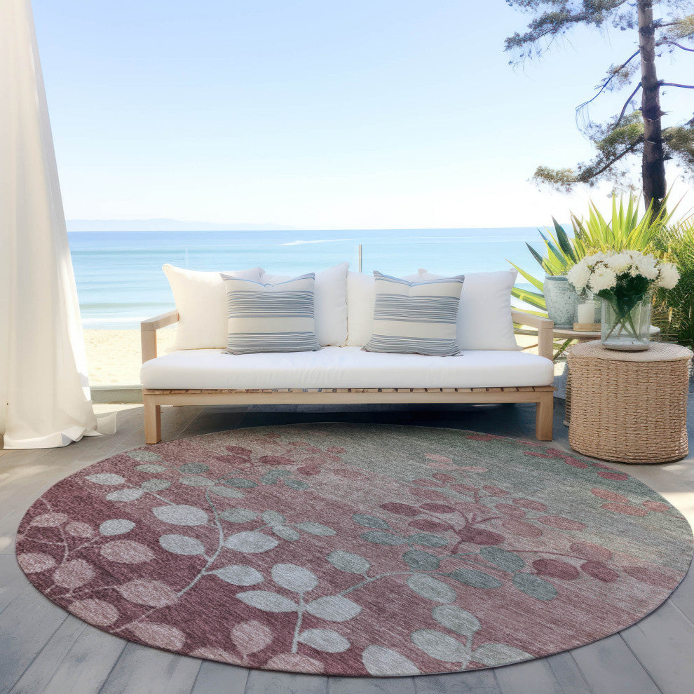 Machine Washable Indoor/Outdoor Chantille ACN1900 Blush 8' x 8' Round Rug