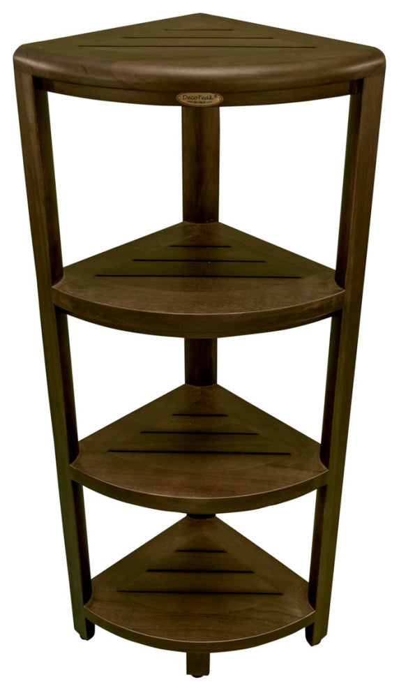 DecoTeak Oasis 4-Tier Teak Corner Shelf