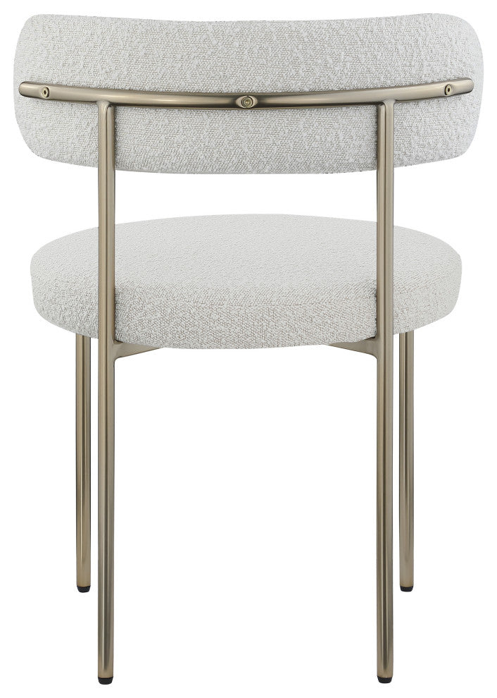 Beacon Dining Chair, Set of 2, Cream, Boucle Fabric, Brushed Brass Finish