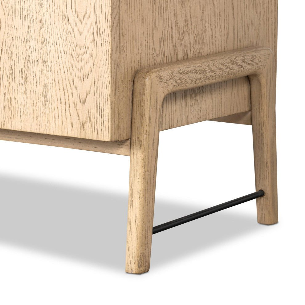 Rosedale Media Console Yucca Oak Veneer, Chaps Sand, Gunmetal
