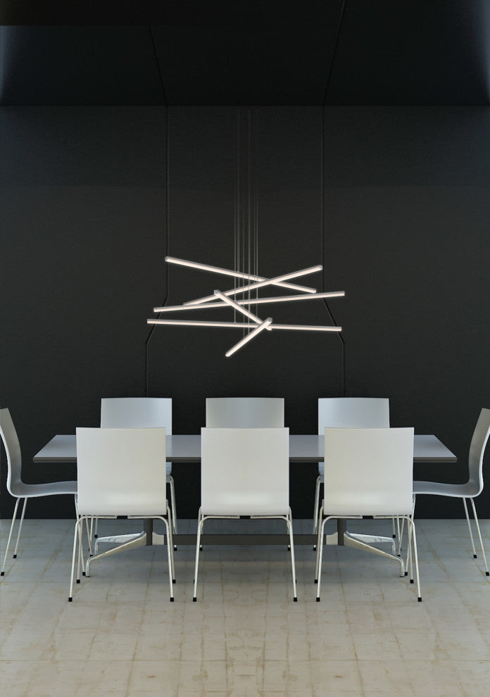 Sonneman 2766 Stix 40"W 6 Arm LED Chandelier - Satin Black