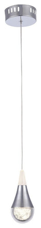 Chrome Frame, Glass Shade, Clear Crystal LED Single Pendant Light