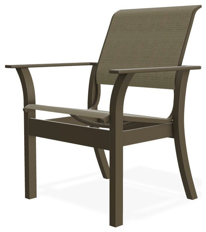 Leeward Sling Stackable Outdoor Dining Chair, Elevation Stone/Beachwood