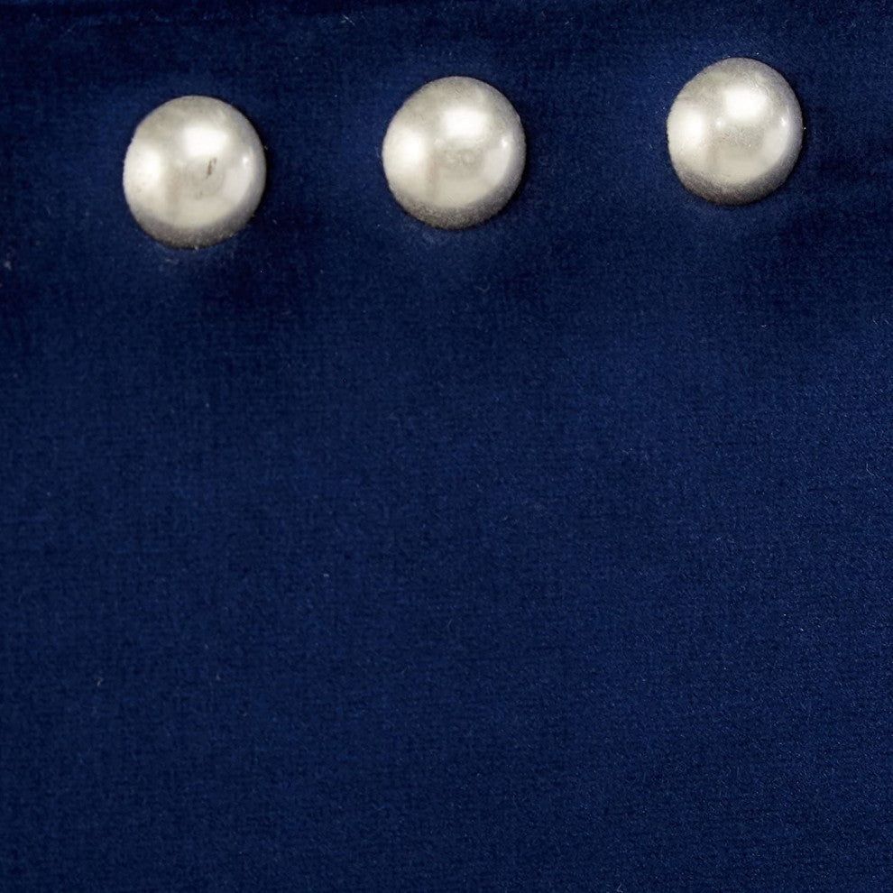 Blue Velvet Nailhead Queen Size Upholstered Bed