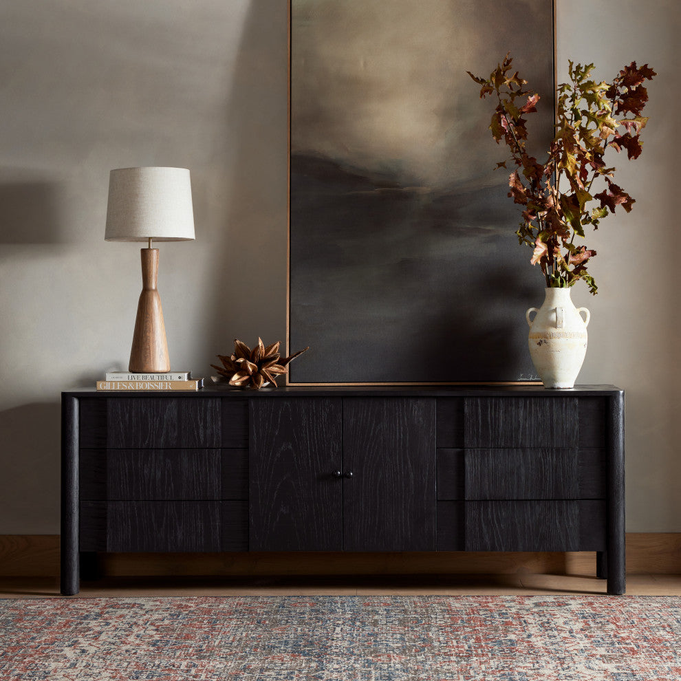 Pollard Media Console-Brushed Ebony Oak