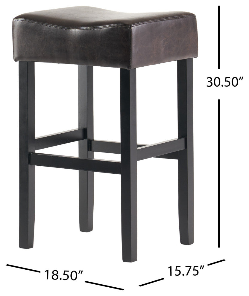 GDF Studio Adler Brown Leather Backless Bar Stools, Set of 2
