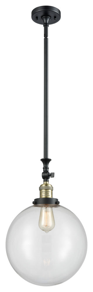 Beacon Mini Pendant, Black Antique Brass, Clear