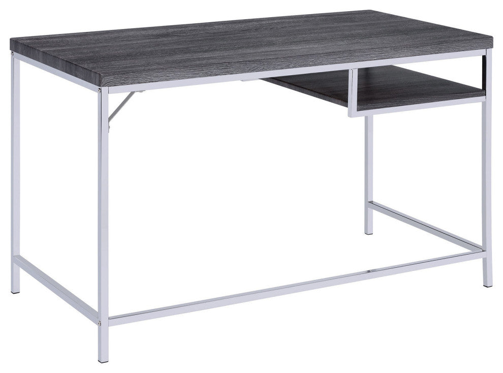 Rectangular Writing Desk with Shelf, Weathered Gray