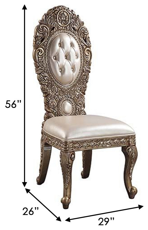 Benzara BM262221 S/2 Side Chair With Intricate Carvings & Queen Anne Legs, Brown