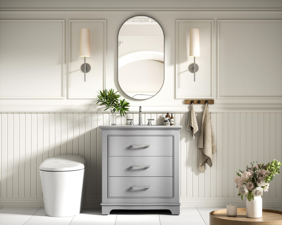 Home Living Knox 30" Single Bathroom Vanity, Grey