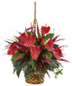 Mixed Anthurium Hanging Basket Artificial Plant