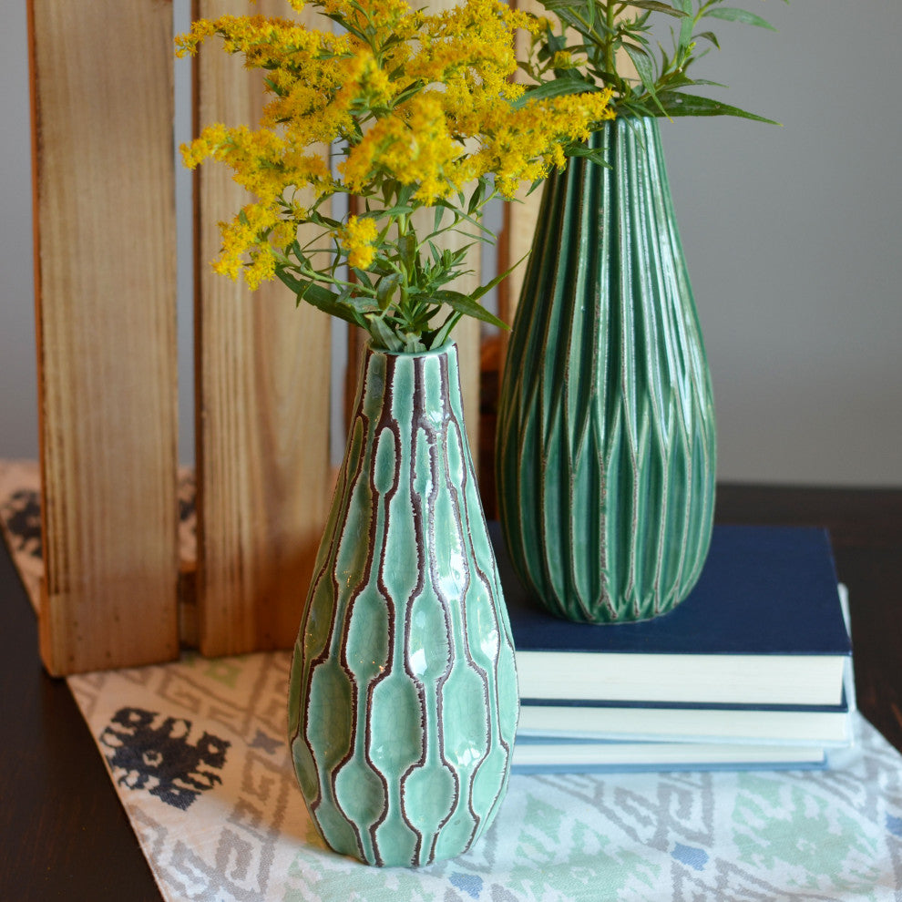 Geometric Green Vases
