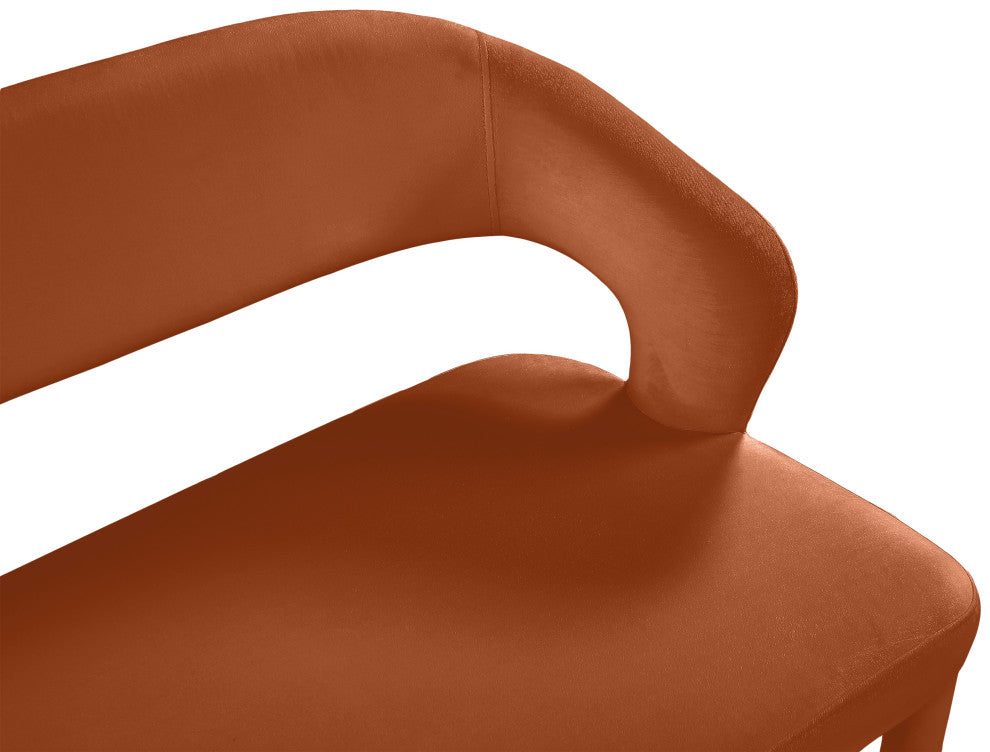 Destiny Upholstered Bench, Cognac, Velvet