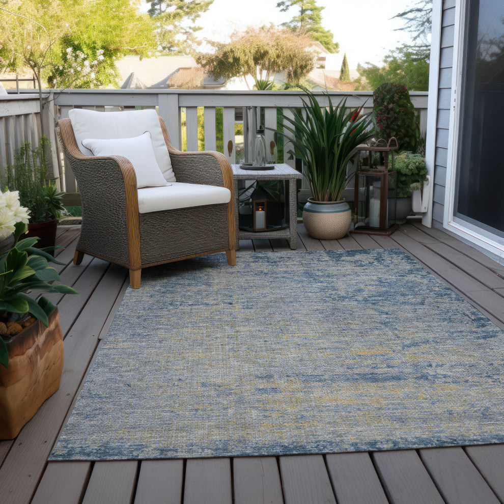 Machine Washable Indoor/Outdoor Chantille ACN1901 Navy 3' x 5' Rug