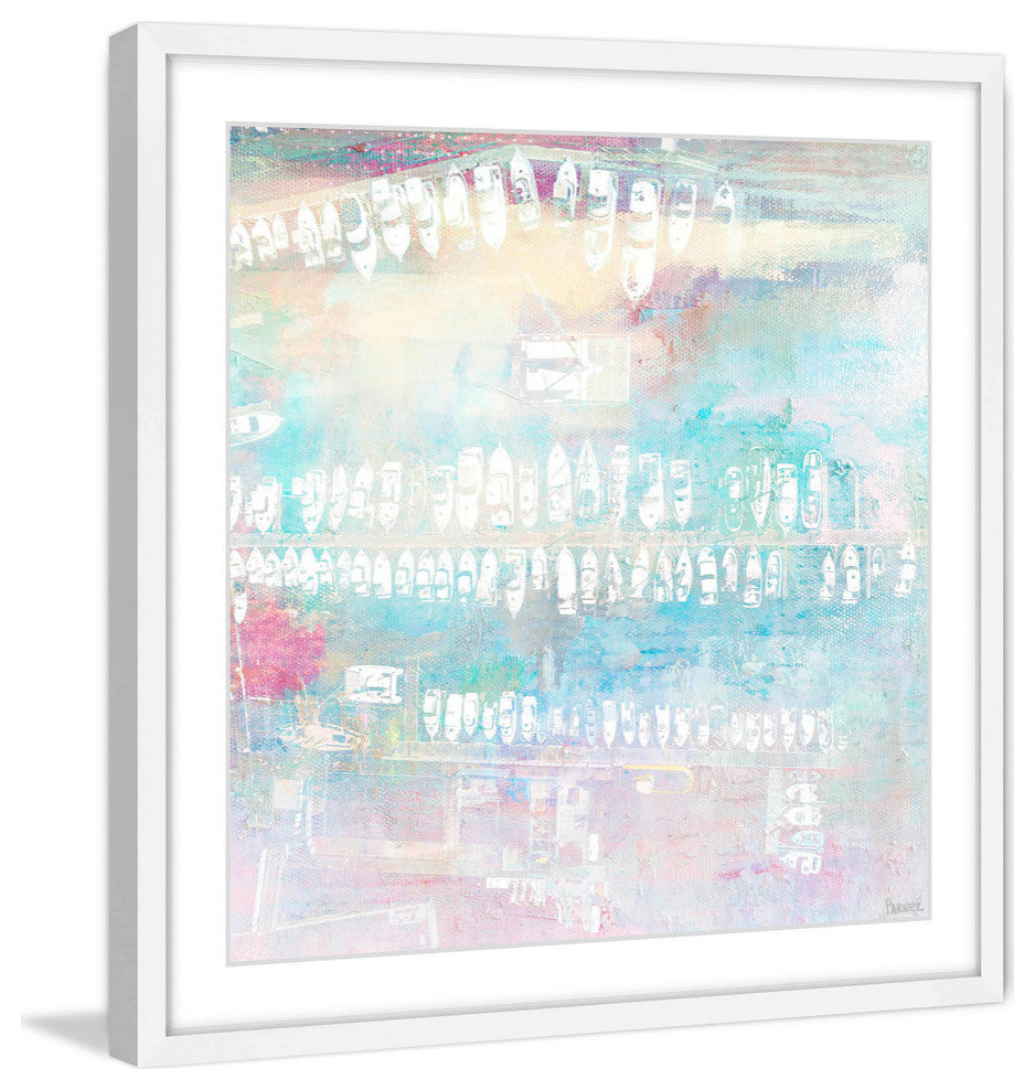"Many White Boats" Framed Painting Print, 24"x24"