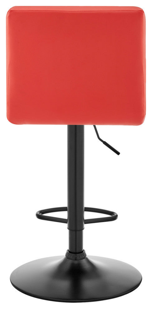 Duval Adjustable Faux Leather Swivel Bar Stool, Red