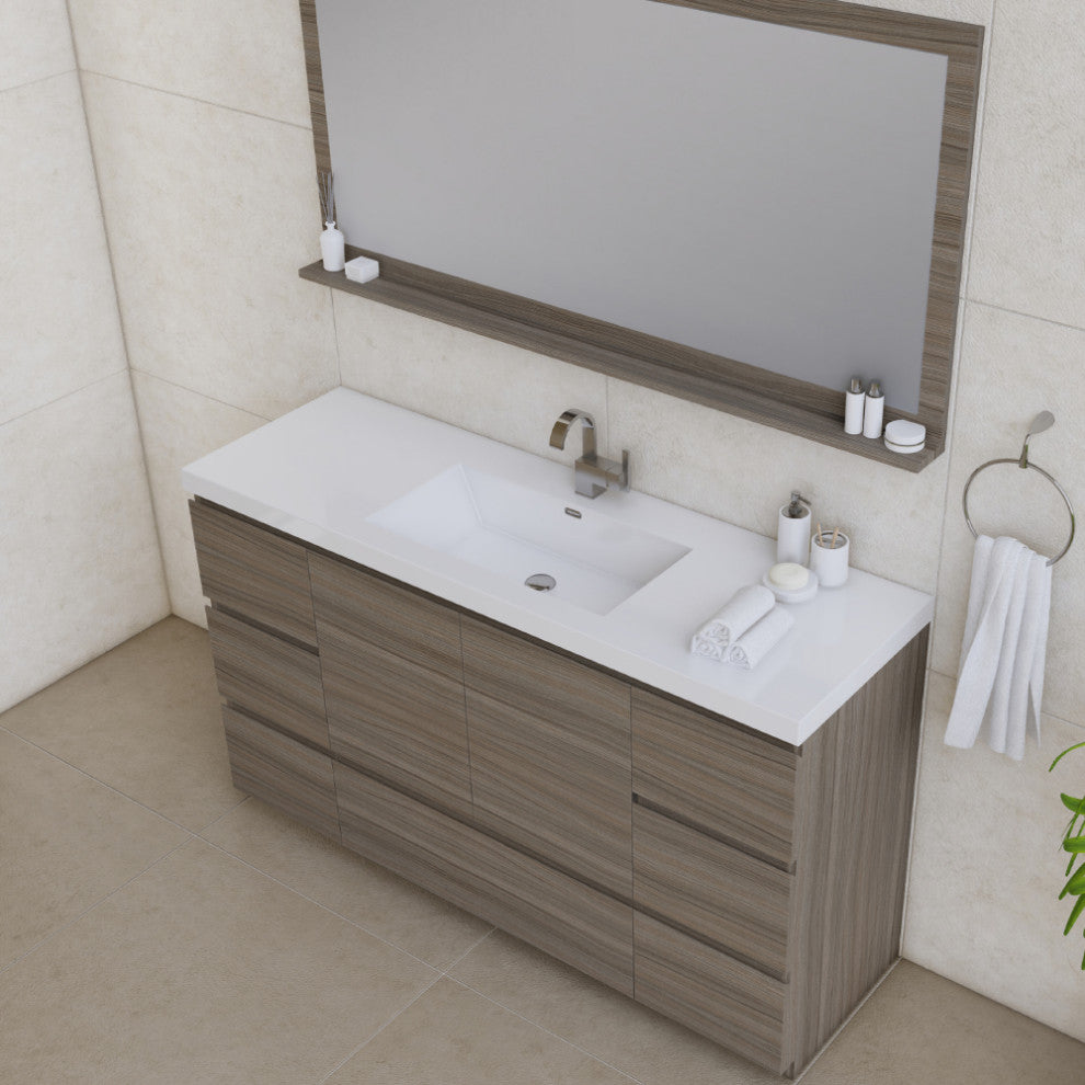 Paterno 60" Single Bathroom Vanity With Sink, Gray