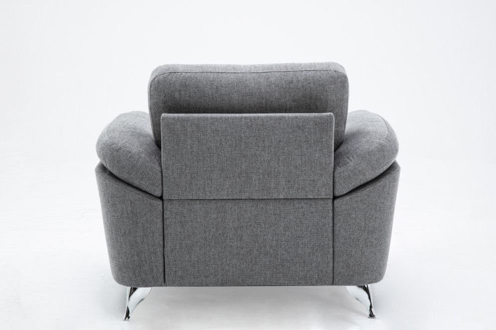 Villanelle Light Gray Linen Sofa Loveseat Chair Living Room Set