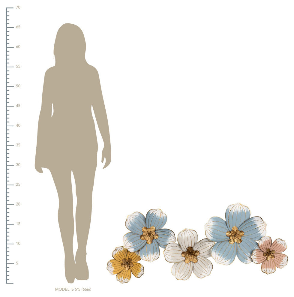 Pastel and Gold Floral Metal Wall Decor