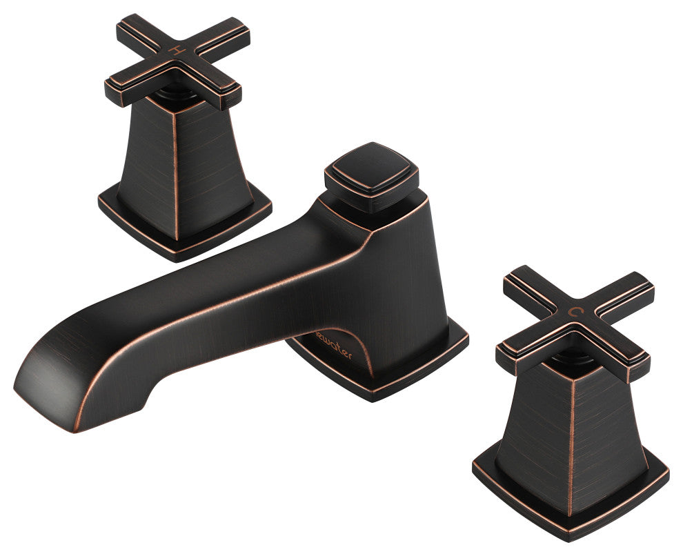 Two Handles 8" Widespread Bathroom Faucet With Drain, Oil-Rubbed Bronze