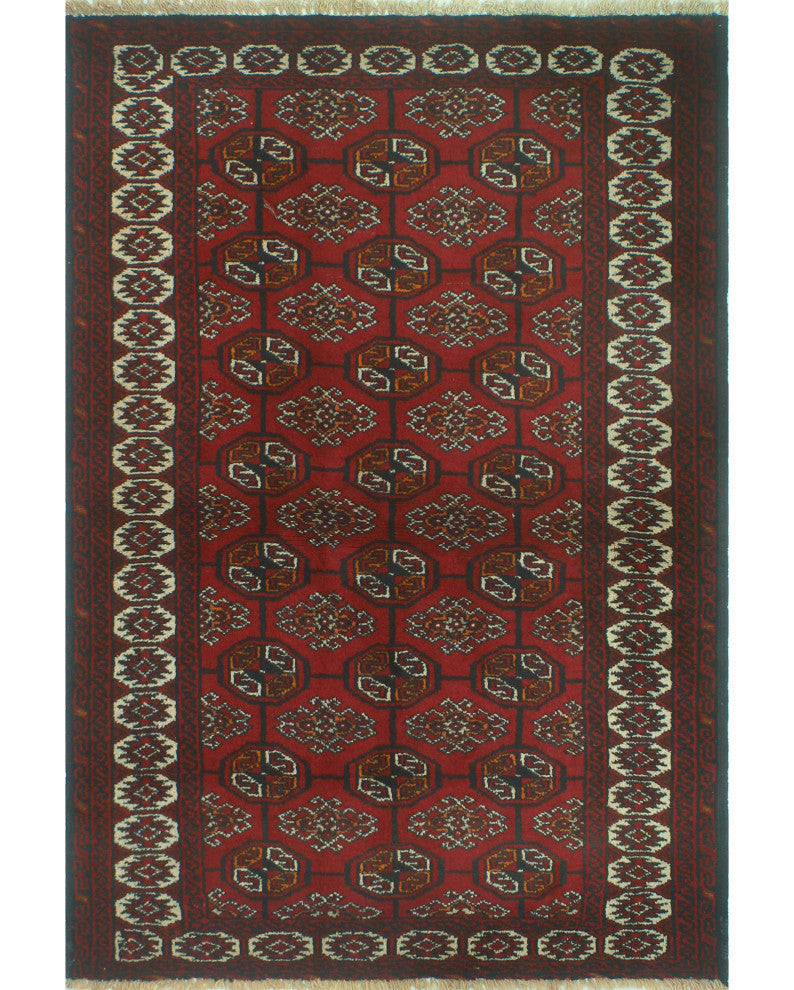 Vintage Distressed Amity Burgundy/Ivory Rug, 3'10x5'6