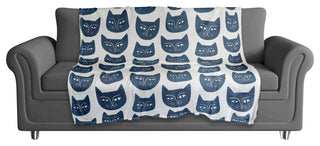 Blue Cat Face Pattern 50"x60" Coral Fleece Blanket