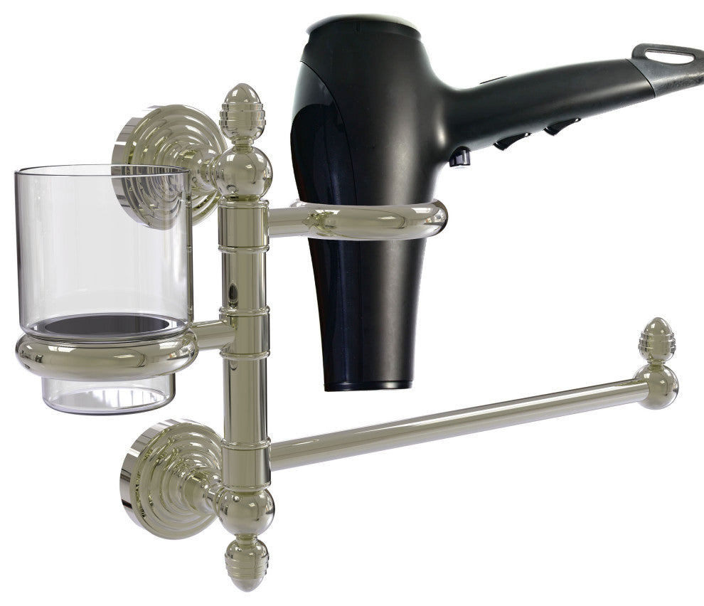 Waverly Place Hair Dryer Holder and Organizer, Polished Nickel