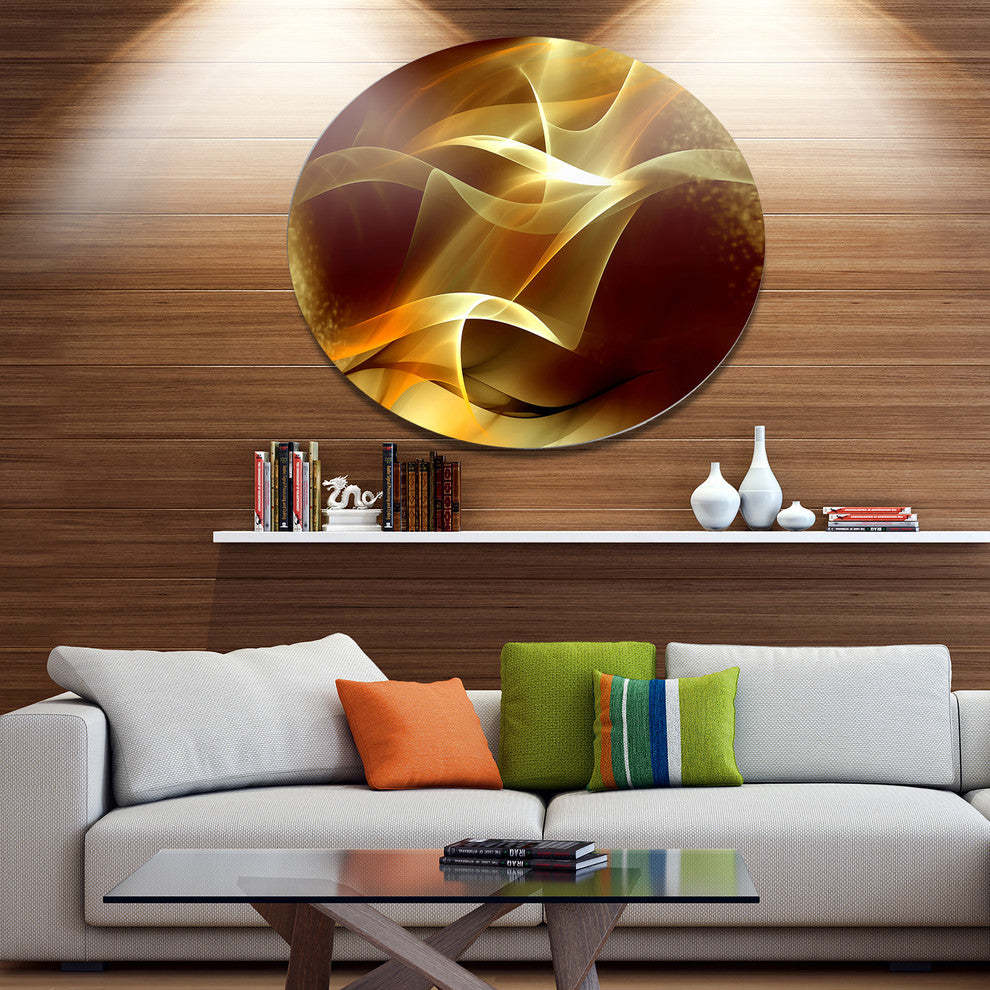 Light Yellow Abstract Fractal Design, Abstract Disc Metal Wall Art, 11"