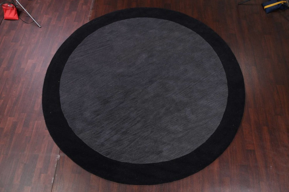 Oushak Oriental Area Rug Hand Tufted Solid, Charcoal, 8x10'