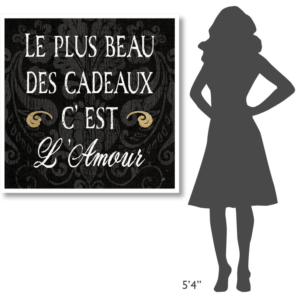 "Inspirational Collage I French on Black" Print by Daphne Brissonnet, 42"x42"
