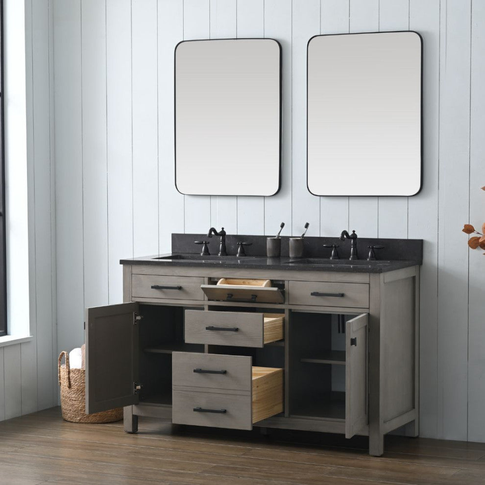 Jasper 54" Bathroom Vanity, Textured Gray, Blue Limestone