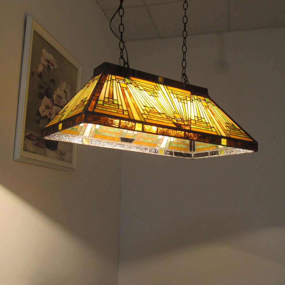 CHLOE-Lighting INNES Mission 3-Light Blackish Bronze Island Pendant 28" Wide