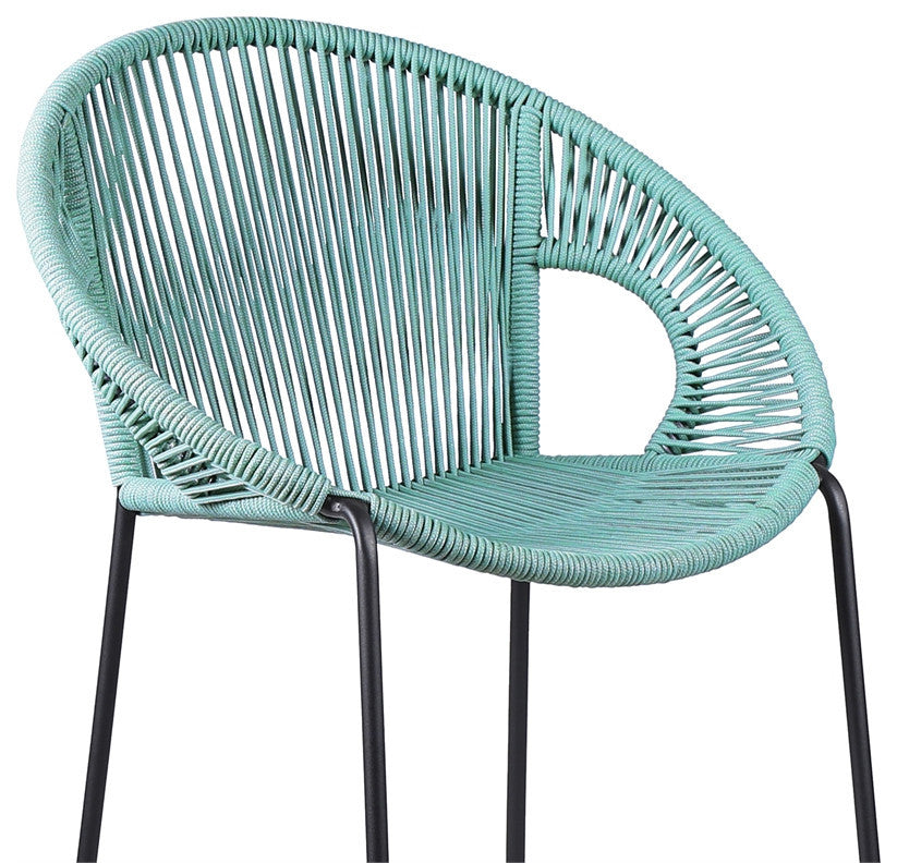 Acapulco 26" Indoor Outdoor Steel Bar Stool With Rope, Wasabi