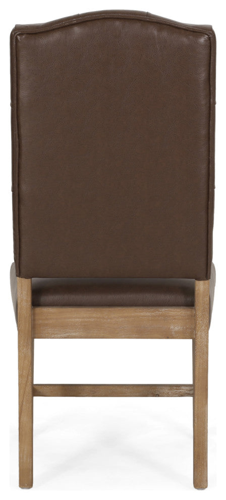Loyning Contemporary Tufted Dining Chairs (Set of 2), Dark Brown/Natural, Faux Leather