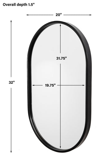 Varina Minimalist Oval Mirror, Black