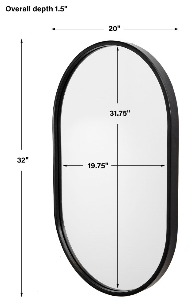 Varina Minimalist Oval Mirror, Black
