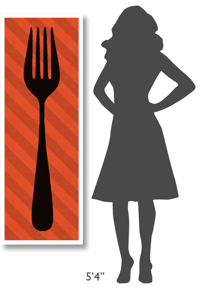 "Mealtime: Red Stripes - Fork" Digital Paper Print by BG.Studio, 20"x56"