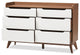 Brighton Mid-Century Modern White and Walnut Wood 6-Drawer Storage Dresser