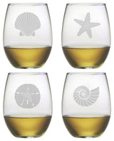 Beachcomber 4-Piece Stemless Wine Glass Set