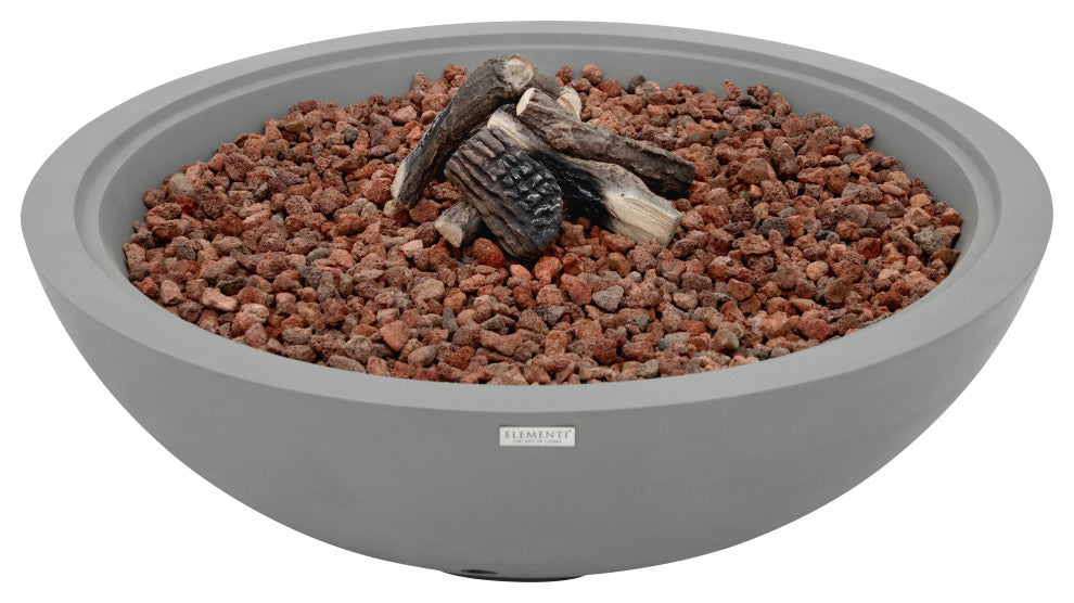 Rose Bowl Round Light Grey Concrete 48" Natural Gas Fire Bowl