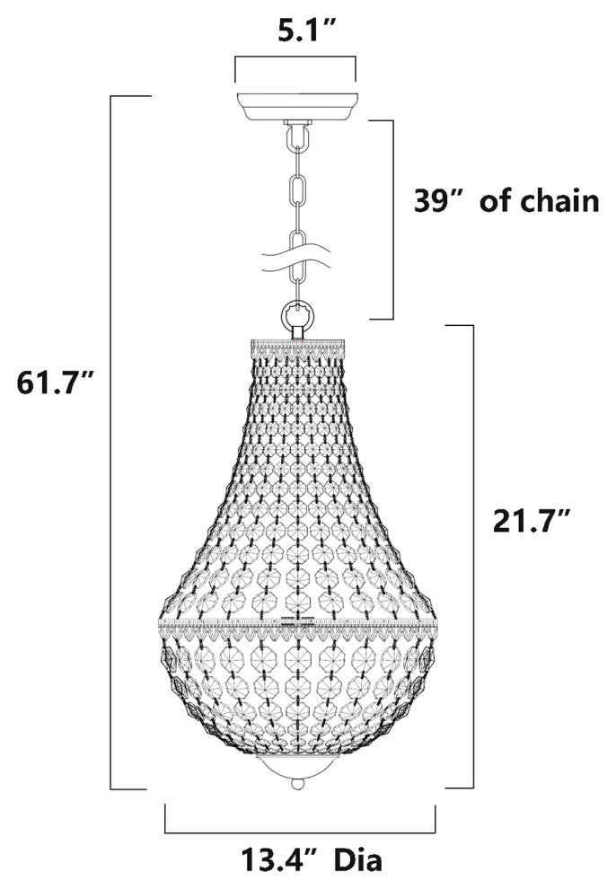 6-Light Antique Bronze Empire Crystal Chandelier Glam Lighting