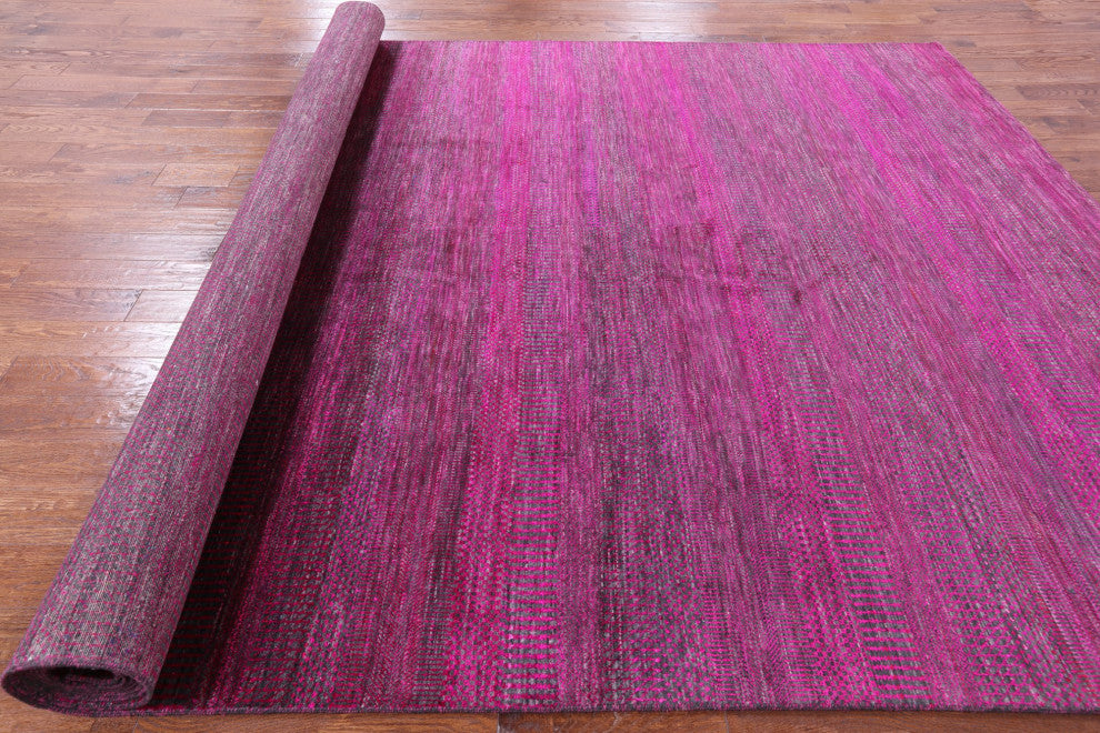 8' 11" X 17' 11" Super Savannah Gabbeh Hand Knotted Wool and Silk Rug Q6113
