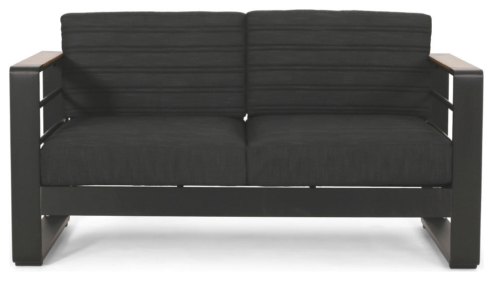 Neffs Outdoor Aluminum Loveseat with Water Resistant Cushions