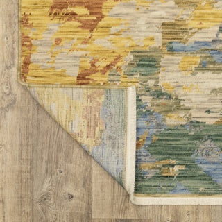 Saturn Abstract Horizons Beige/Multi Wool Blend Area Rug 2' x 3'