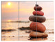 Stones Pyramid on Sand Symbolizing Zen, Landscape Canvas Print, 36x28, 3 Panels