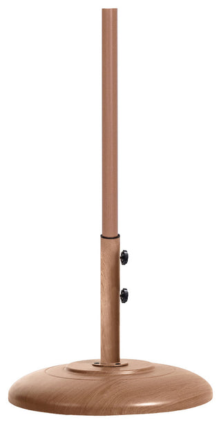 Fiji Patio Umbrella and Base, White, Teak Pole, Teak Cozumel Base
