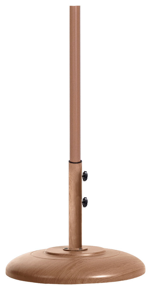 Fiji Patio Umbrella and Base, White, Teak Pole, Teak Cozumel Base