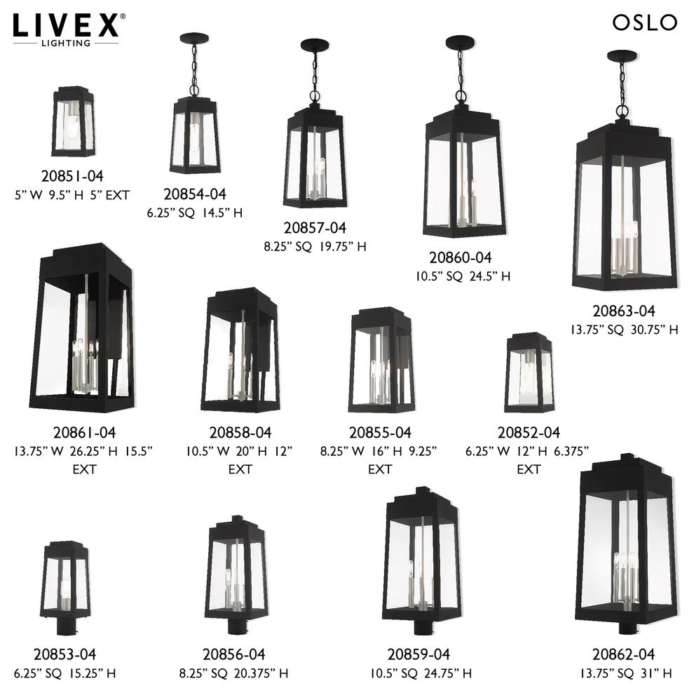Livex Lighting Black 4-Light Outdoor Wall Lantern