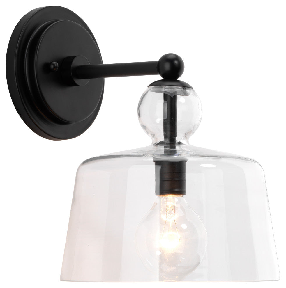 Hudson Glass Wall Sconce, Black