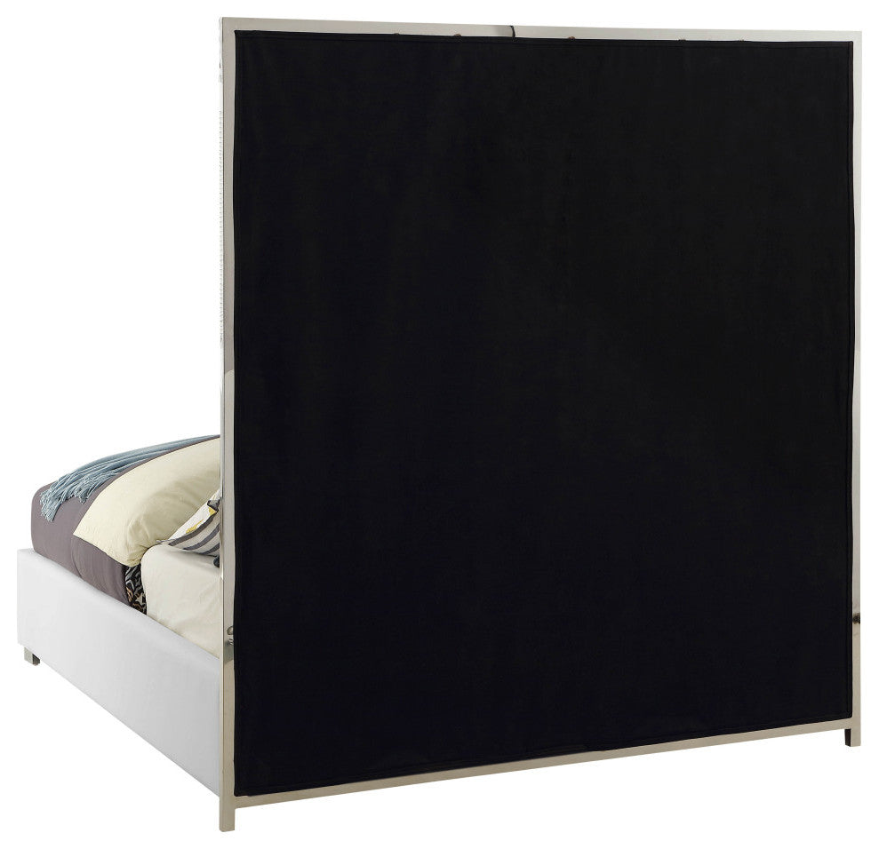 Milan Faux Leather Bed, White, Queen